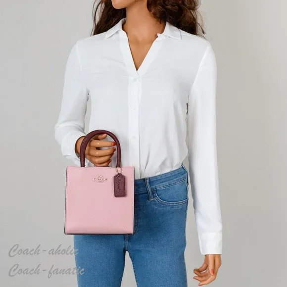 NWT Coach CE598 Mini Cally Leather Crossbody in Powder Pink/Wine - Picture 2 of 10